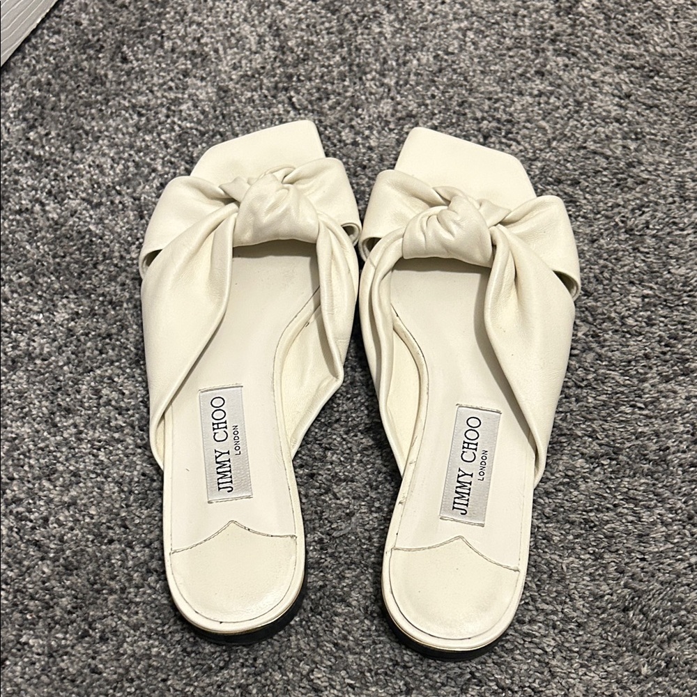 Jimmy Choo Cream Knotted Mules